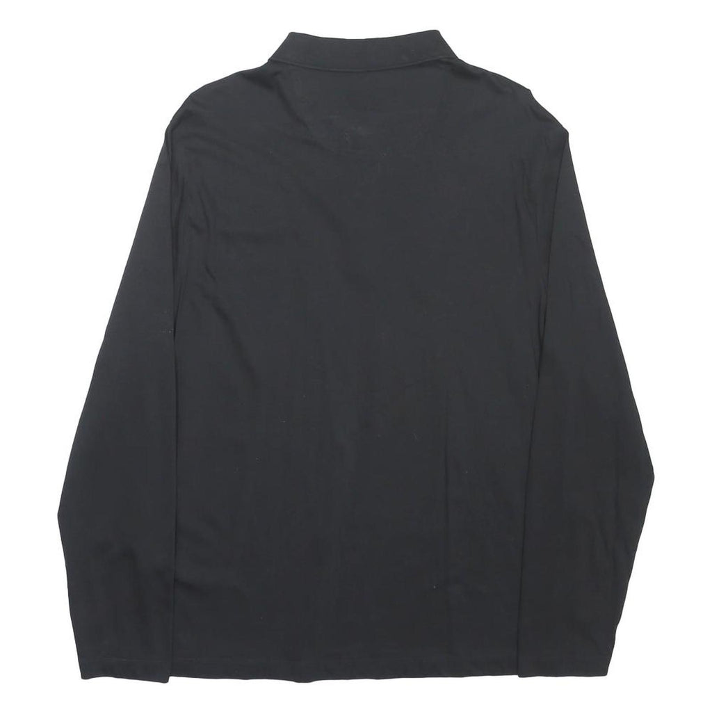 PIERRE CARDIN Mens Black Long Sleeve Plain Polo Shirt XL Cotton Top