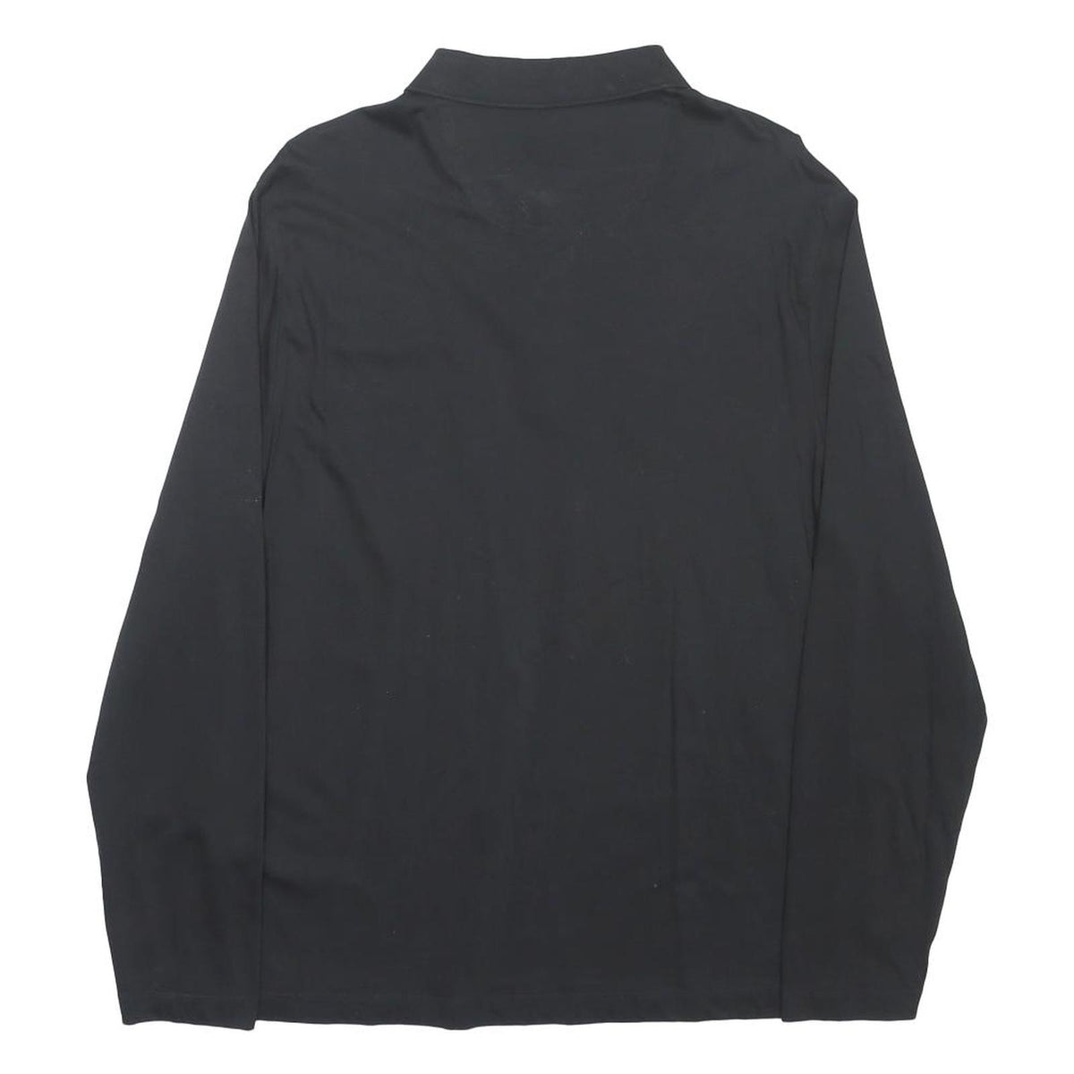 PIERRE CARDIN Mens Black Long Sleeve Plain Polo Shirt XL Cotton Top