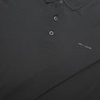 PIERRE CARDIN Mens Black Long Sleeve Plain Polo Shirt XL Cotton Top