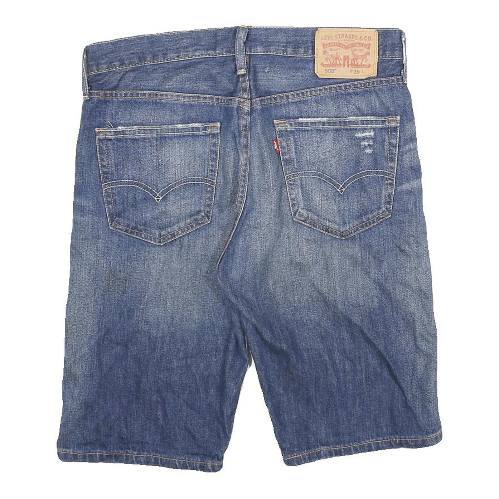 LEVI'S Mens Denim Blue Casual Shorts L W30 Comfortable Fit Distressed Detail