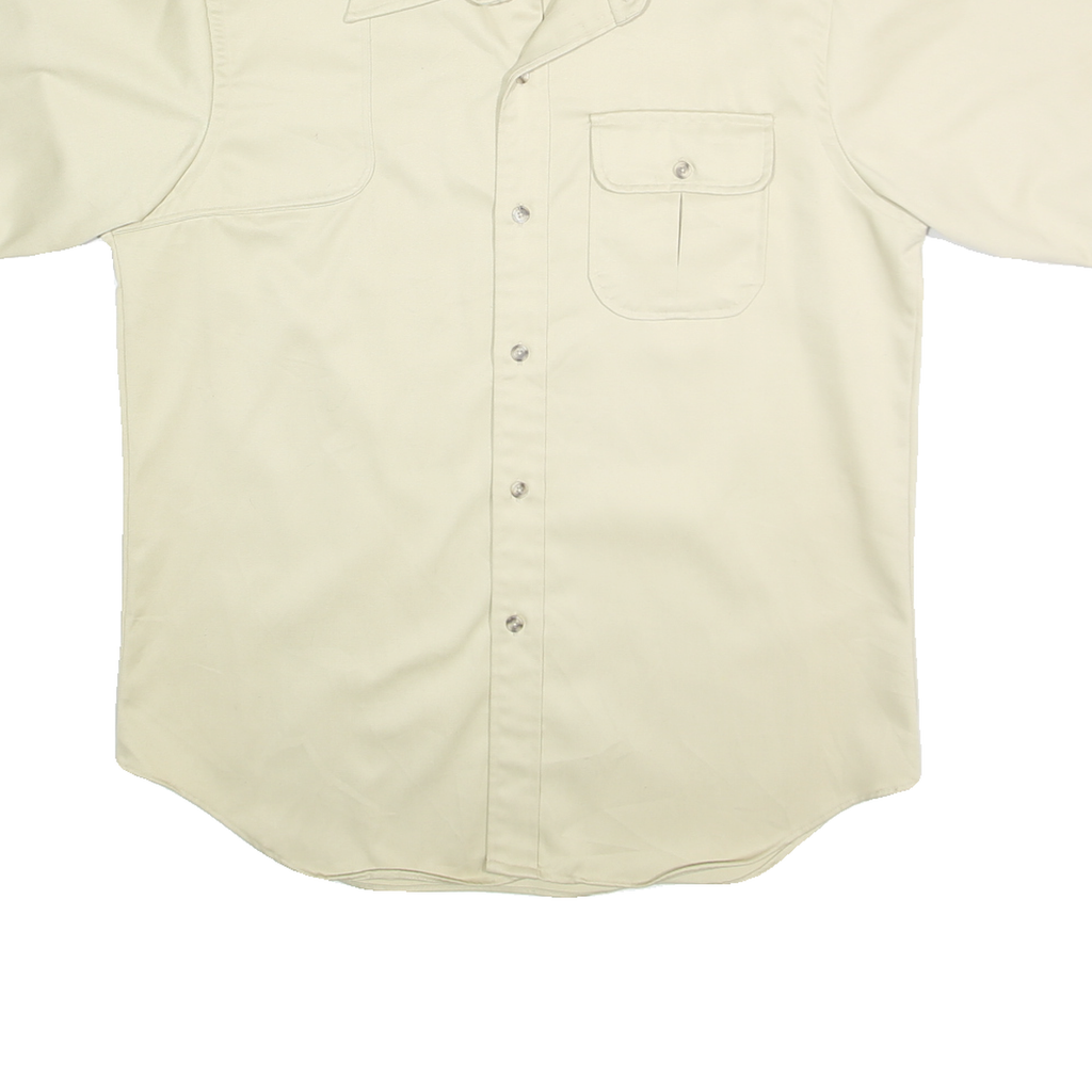 LORD JEFF Mens Cream Short Sleeve Shirt L Polyester Blend Utility Pocket