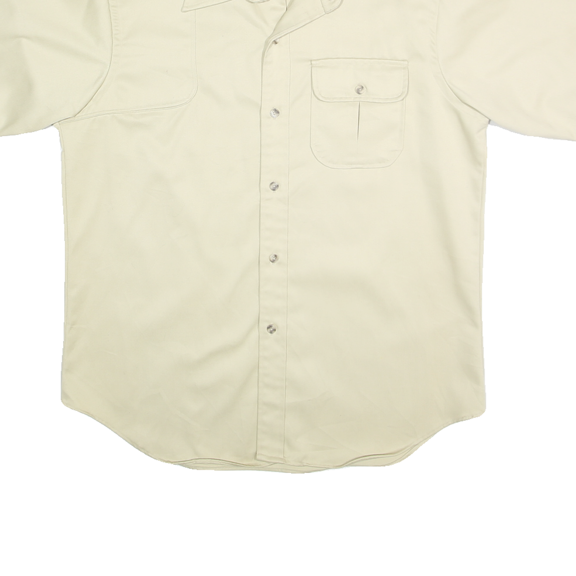 LORD JEFF Mens Cream Short Sleeve Shirt L Polyester Blend Utility Pocket
