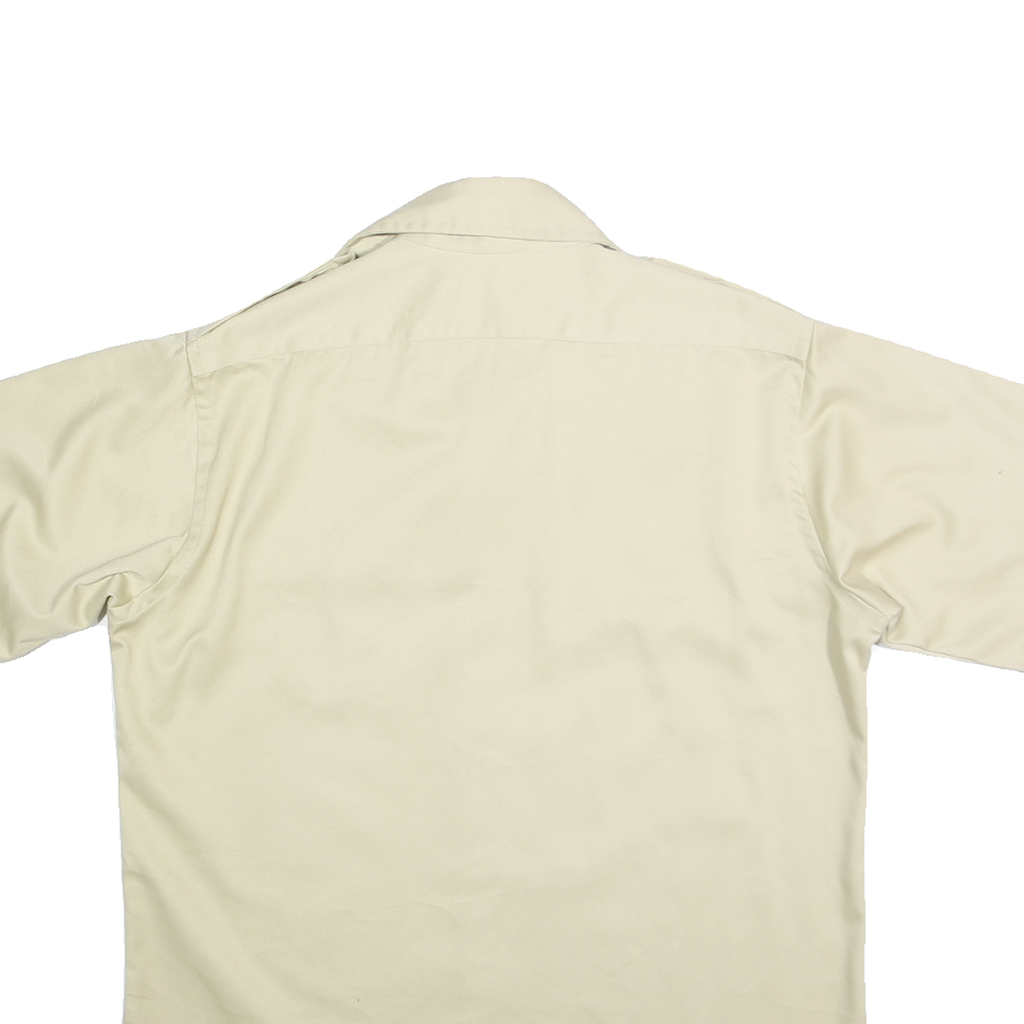 LORD JEFF Mens Cream Short Sleeve Shirt L Polyester Blend Utility Pocket