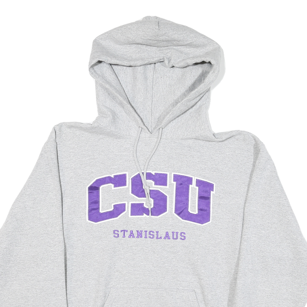 CHAMPION Mens Grey CSU Stanislaus Pullover Hoodie M College Print