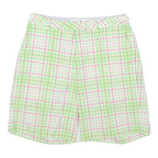 TOMMY HILFIGER Womens Shorts Green & Pink Check S W26 Casual Cotton Blend