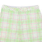 TOMMY HILFIGER Womens Shorts Green & Pink Check S W26 Casual Cotton Blend