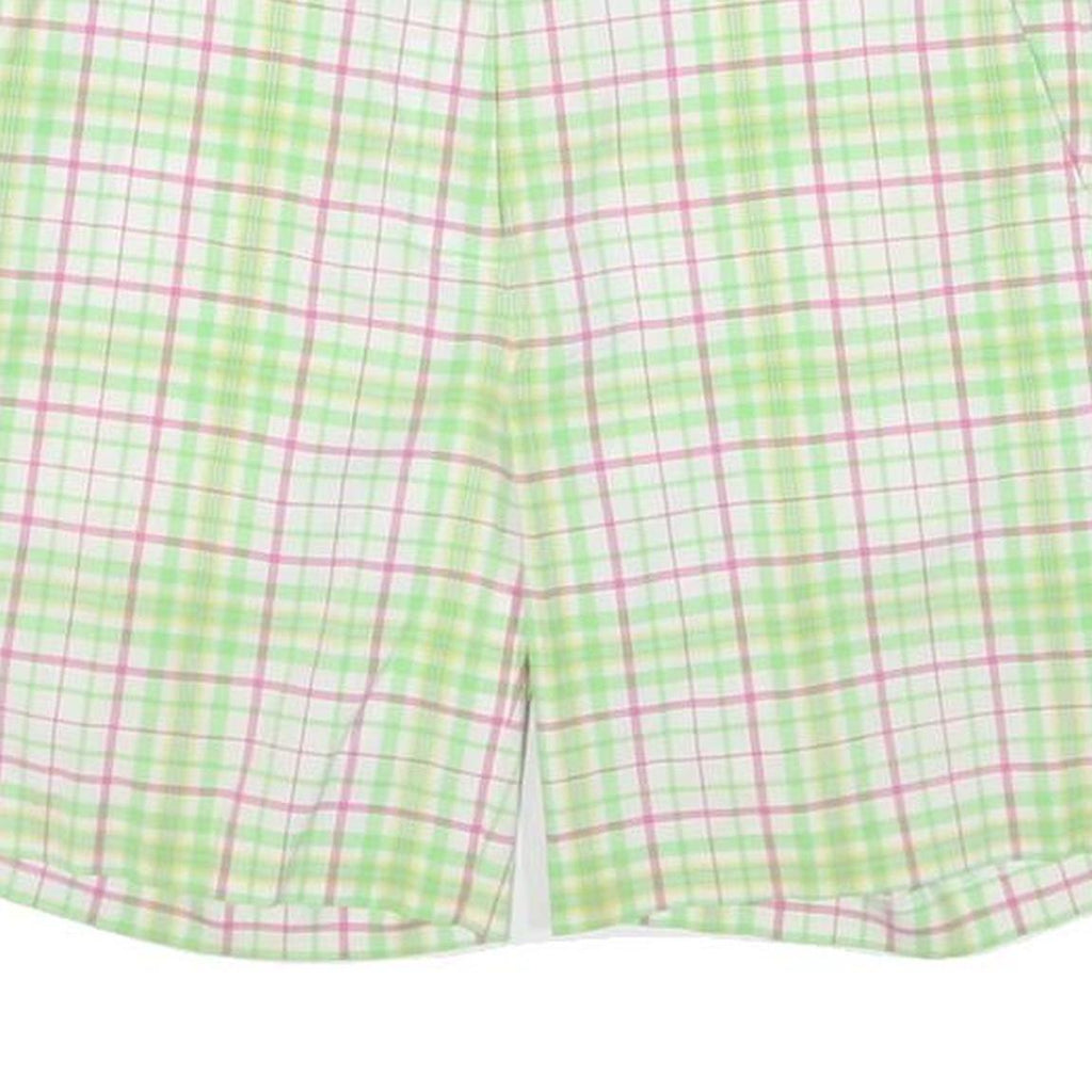 TOMMY HILFIGER Womens Shorts Green & Pink Check S W26 Casual Cotton Blend