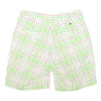 TOMMY HILFIGER Womens Shorts Green & Pink Check S W26 Casual Cotton Blend
