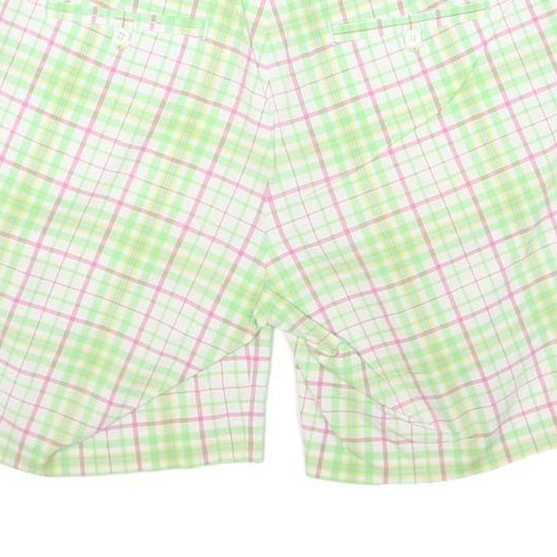 TOMMY HILFIGER Womens Shorts Green & Pink Check S W26 Casual Cotton Blend