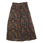 DIVERISTY Womens Burgundy Floral Midi Cotton Blend Pleated Skirt XS Elegant