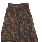 DIVERISTY Womens Burgundy Floral Midi Cotton Blend Pleated Skirt XS Elegant