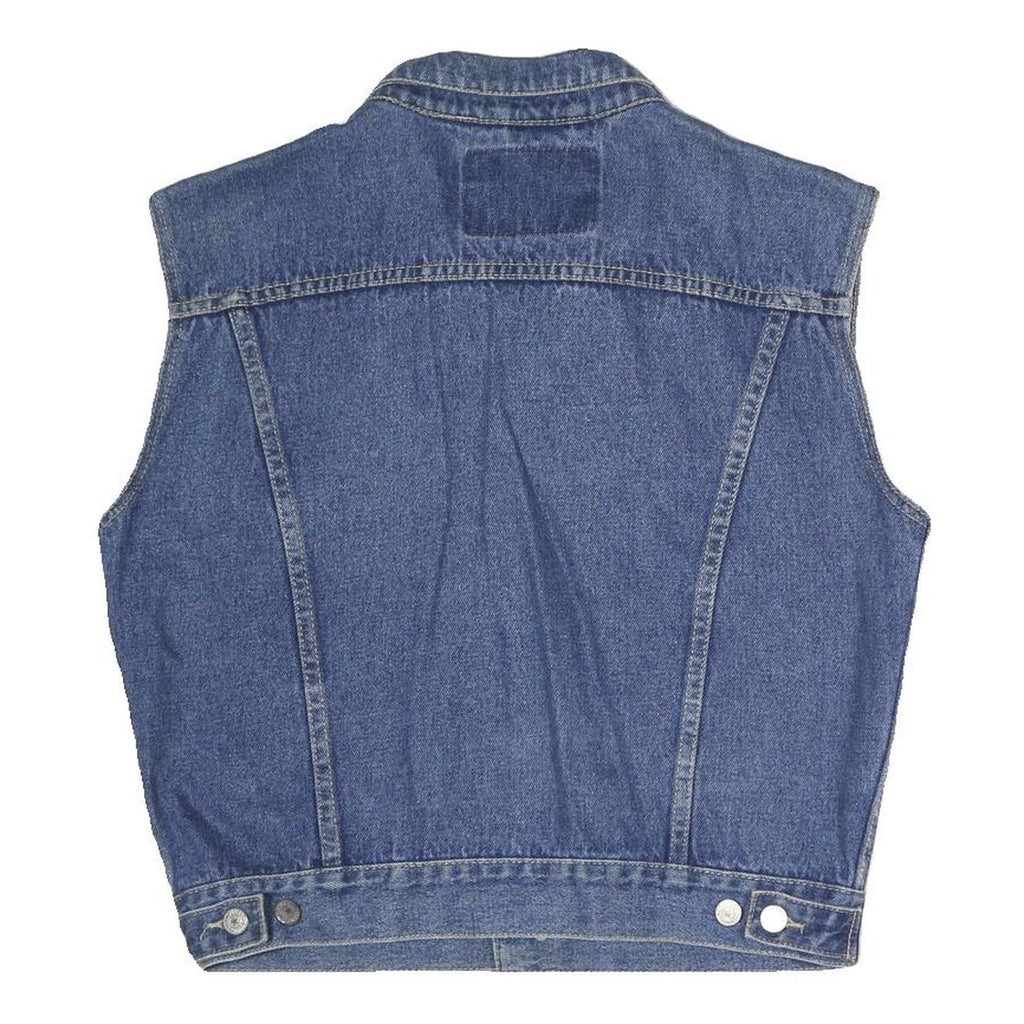 CAMPUSCO Mens Blue Denim Button Cotton Sleeveless Jacket M Casual Streetwear