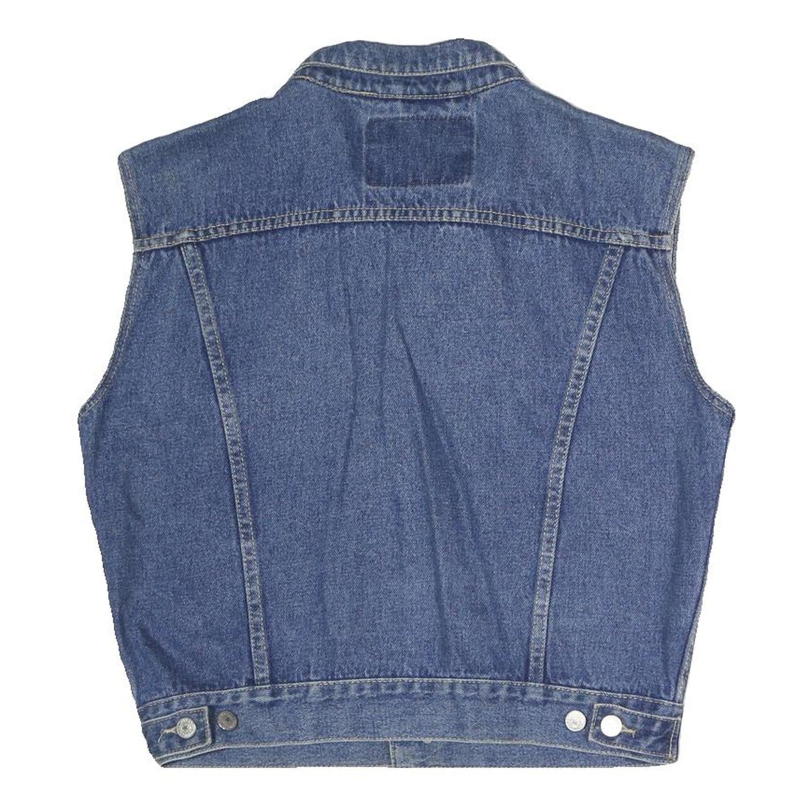 CAMPUSCO Mens Blue Denim Button Cotton Sleeveless Jacket M Casual Streetwear