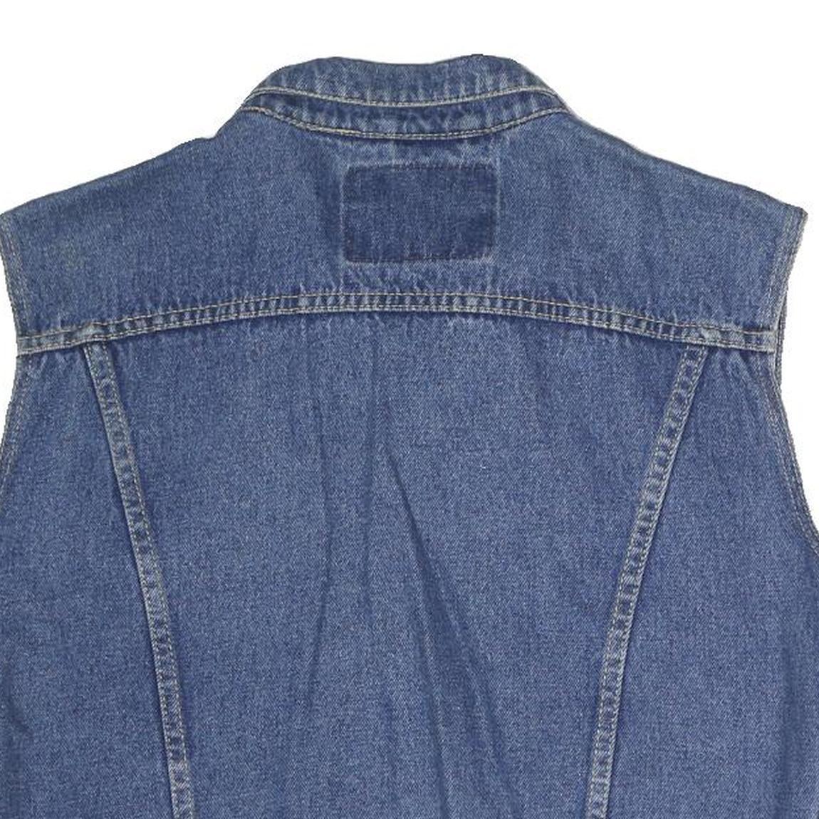 CAMPUSCO Mens Blue Denim Button Cotton Sleeveless Jacket M Casual Streetwear