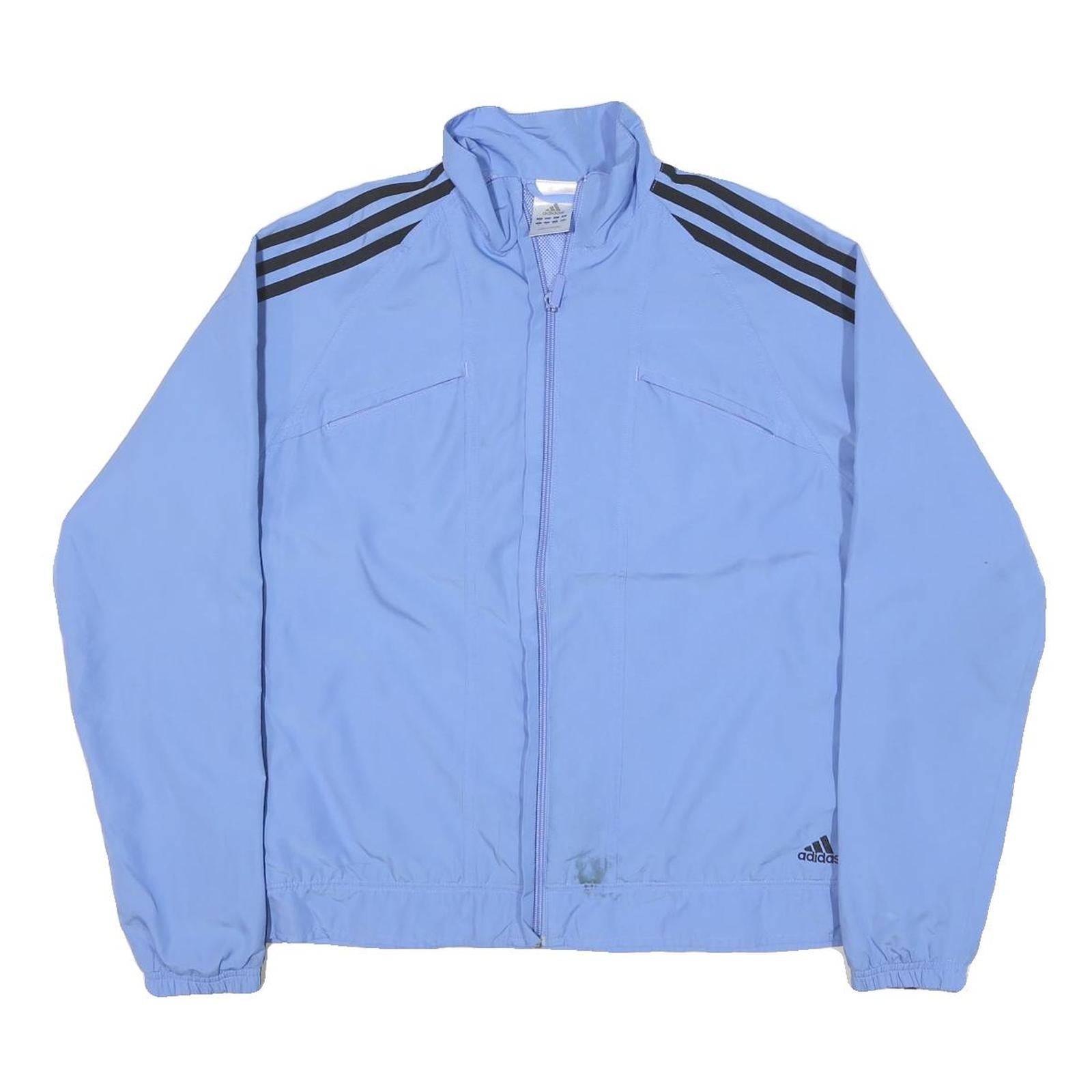 ADIDAS Womens Blue Jacket UK 18 Polyester Blend Zip Classic Sportswear