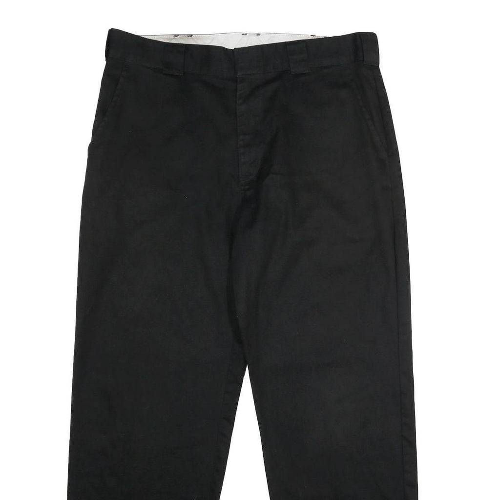 DICKIES Mens Polyester Blend Black Regular Zip Trousers W38 L32 Workwear