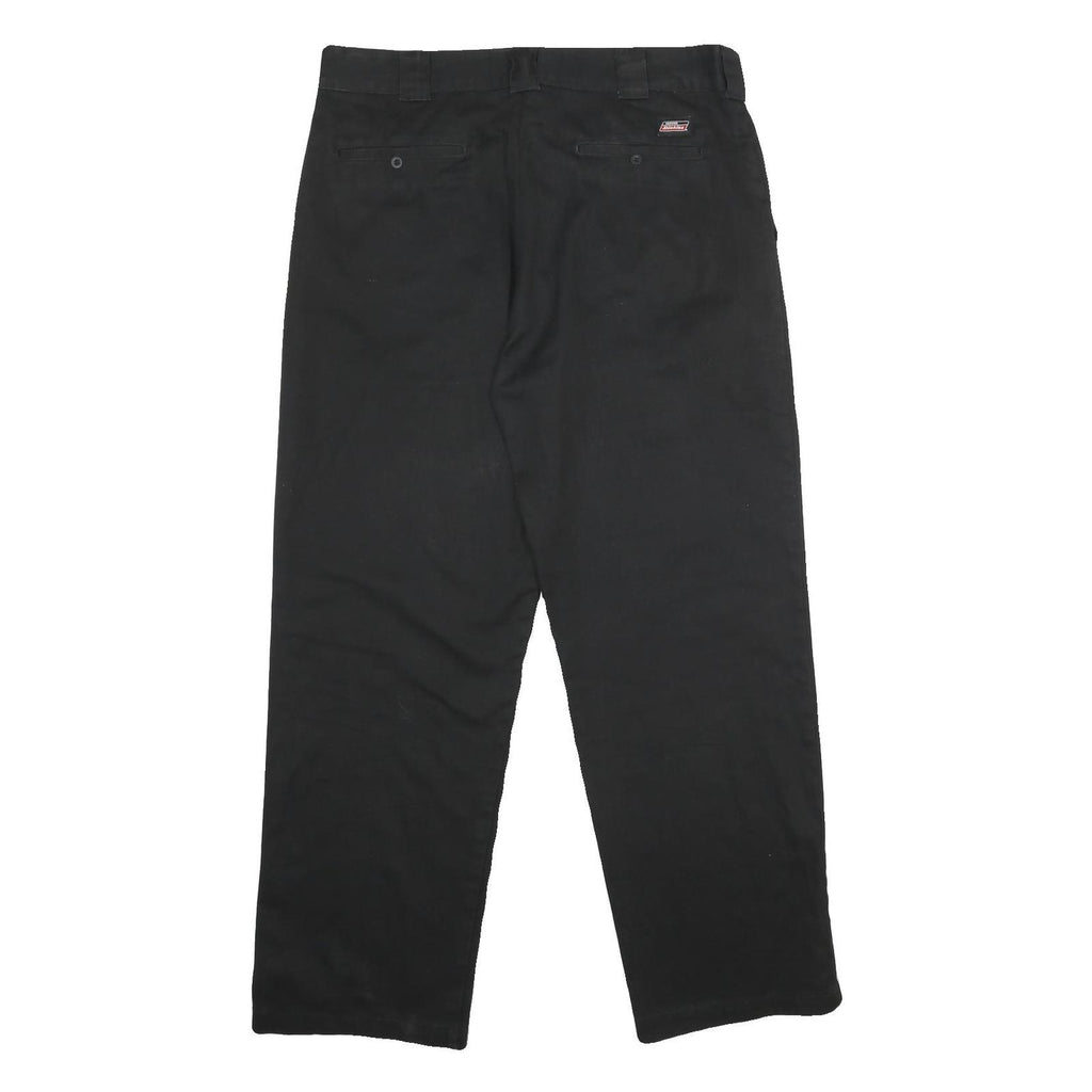 DICKIES Mens Polyester Blend Black Regular Zip Trousers W38 L32 Workwear