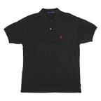 NAUTICA Mens Black & Red Checked Short Sleeve Polo Shirt L Cotton Blend Casual