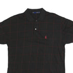 NAUTICA Mens Black & Red Checked Short Sleeve Polo Shirt L Cotton Blend Casual
