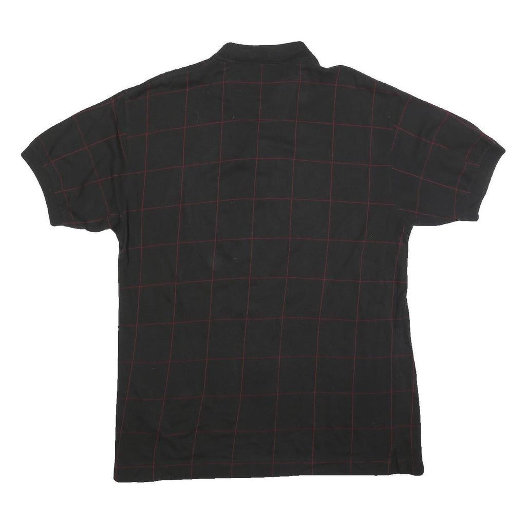 NAUTICA Mens Black & Red Checked Short Sleeve Polo Shirt L Cotton Blend Casual