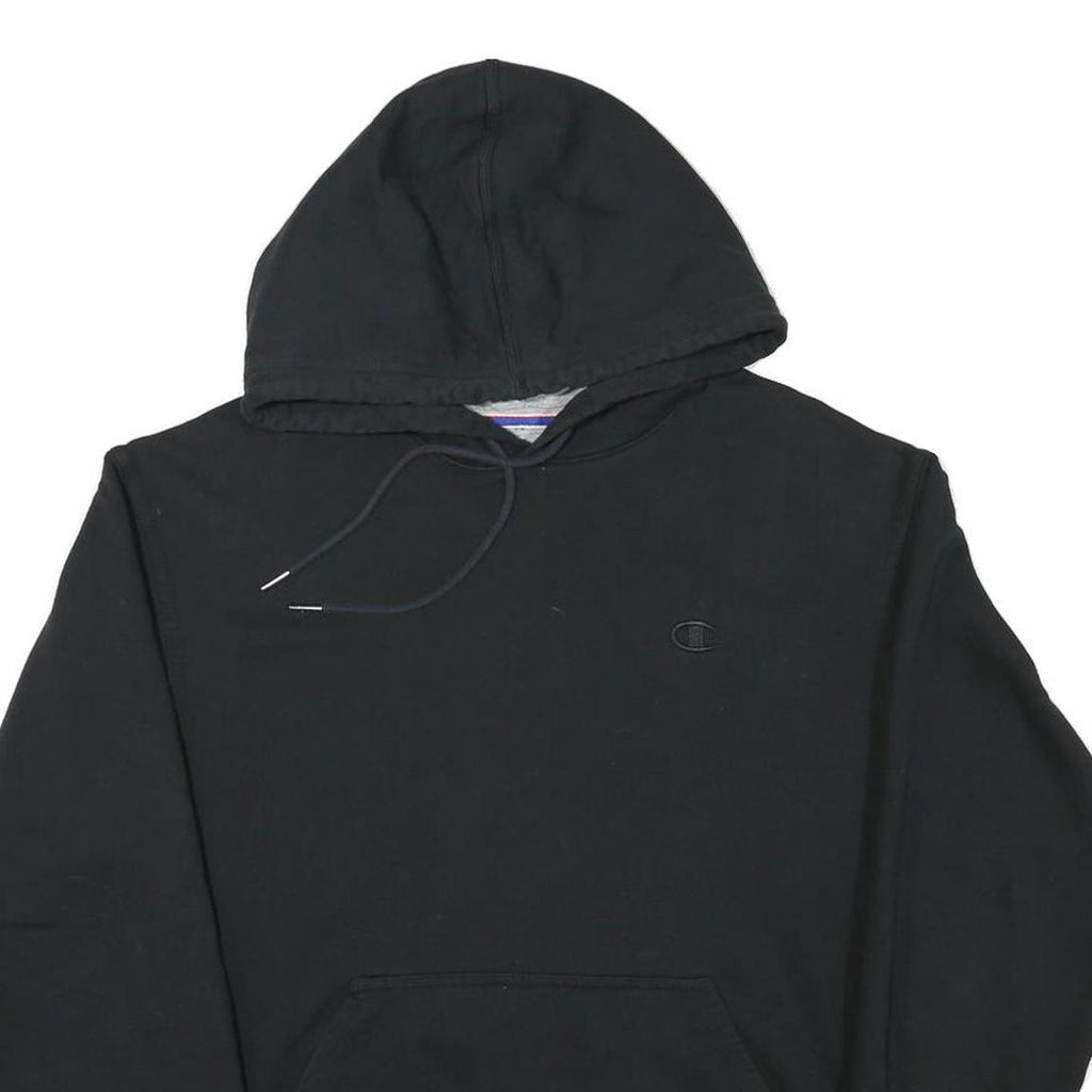 CHAMPION Mens Black Hoodie M Cotton Blend Pullover Sweatshirt