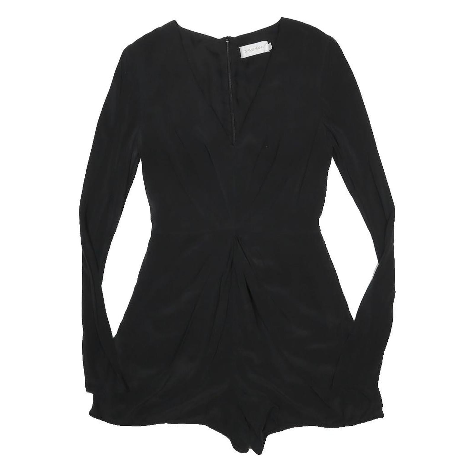 ZIMMERMANN Womens Black Playsuit Silk Long Sleeve XS Elegant Designer
