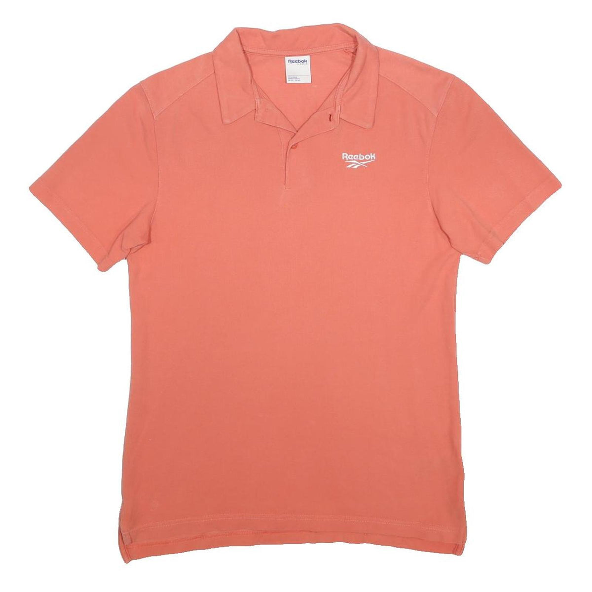 REEBOK Mens Orange Short Sleeve Plain M Cotton Polo Shirt Casual Sportswear
