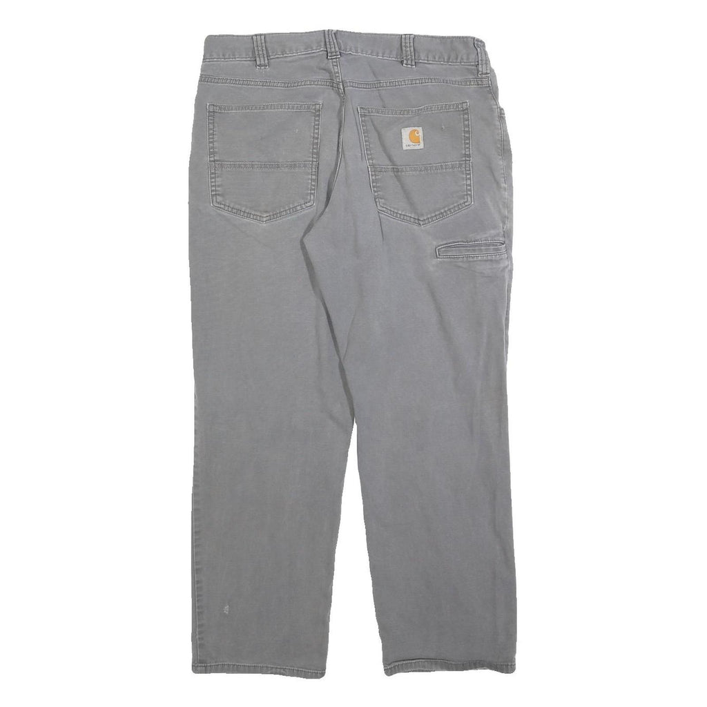 CARHARTT Mens Cotton Blend Grey Relaxed W34 L27 Workwear Trousers Zip Closure