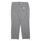 CARHARTT Mens Cotton Blend Grey Relaxed W34 L27 Workwear Trousers Zip Closure