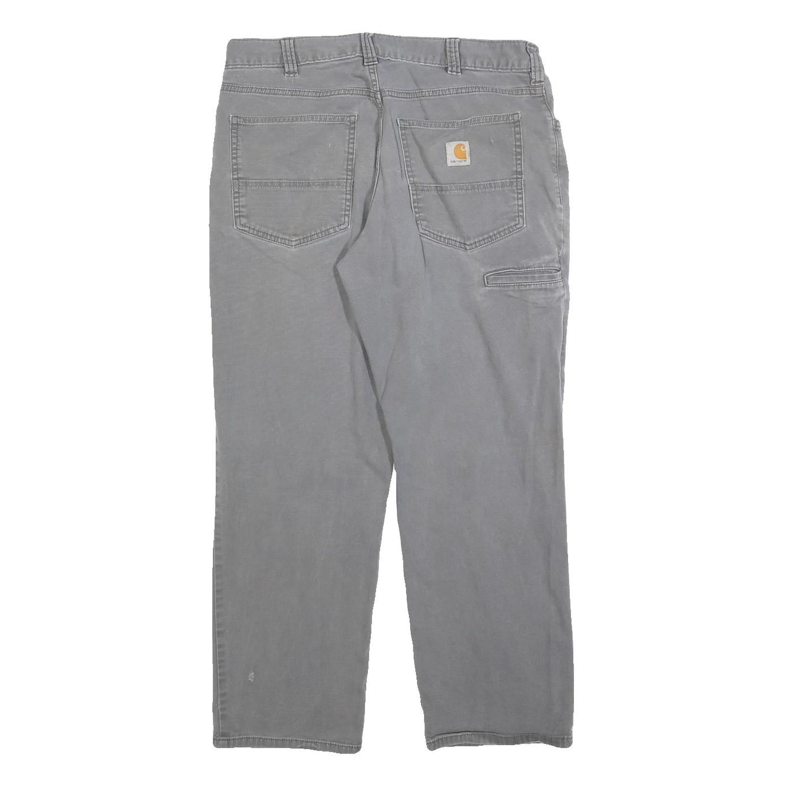 CARHARTT Mens Cotton Blend Grey Relaxed W34 L27 Workwear Trousers Zip Closure
