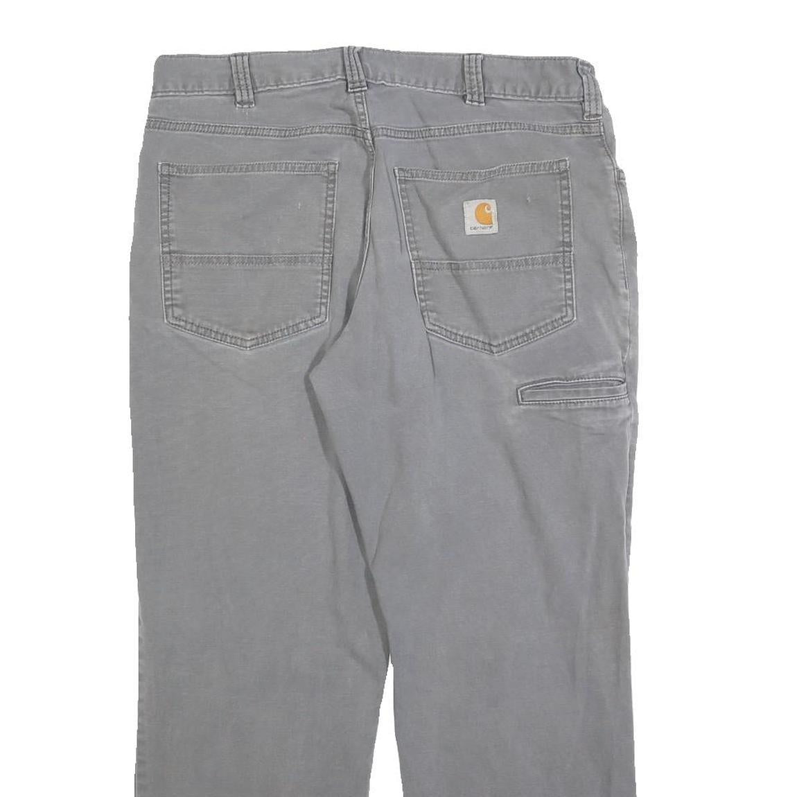 CARHARTT Mens Cotton Blend Grey Relaxed W34 L27 Workwear Trousers Zip Closure
