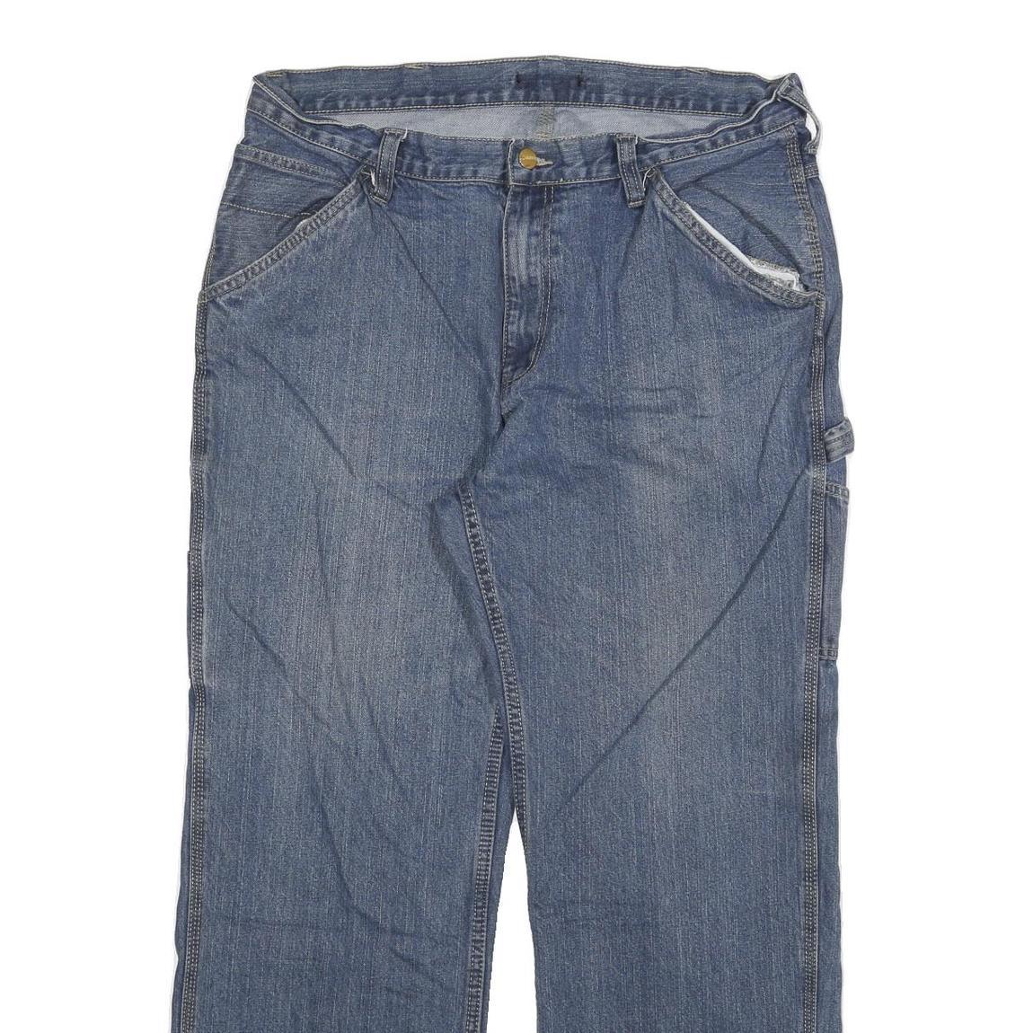 CARHARTT Mens Jeans Blue Regular Straight Denim Medium W34 L27 Workwear Zip