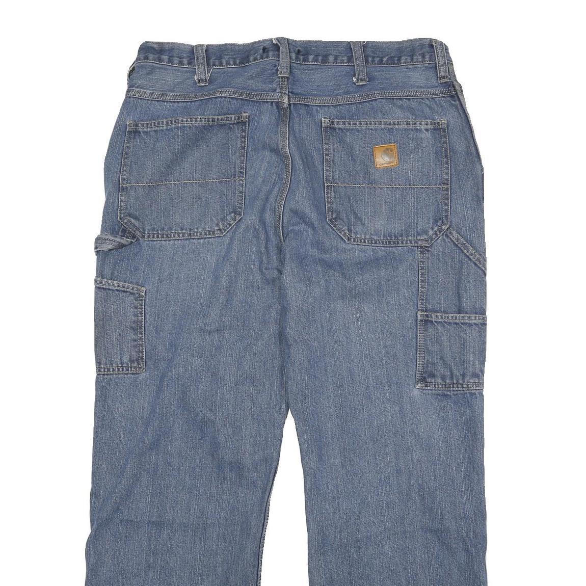 CARHARTT Mens Jeans Blue Regular Straight Denim Medium W34 L27 Workwear Zip