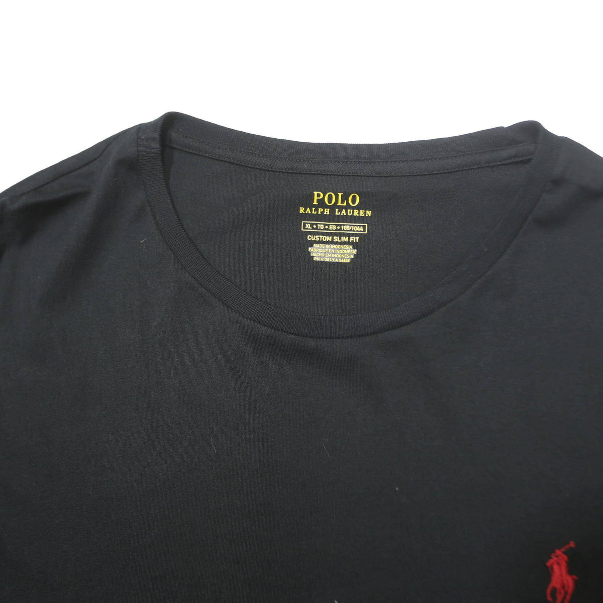 POLO RALPH LAUREN Mens Black & Red Logo Long Sleeve Crew Neck T-Shirt XL Cotton