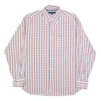 TOMMY HILFIGER Mens White & Red Check Shirt M Button Down Collar Cotton Long