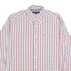 TOMMY HILFIGER Mens White & Red Check Shirt M Button Down Collar Cotton Long