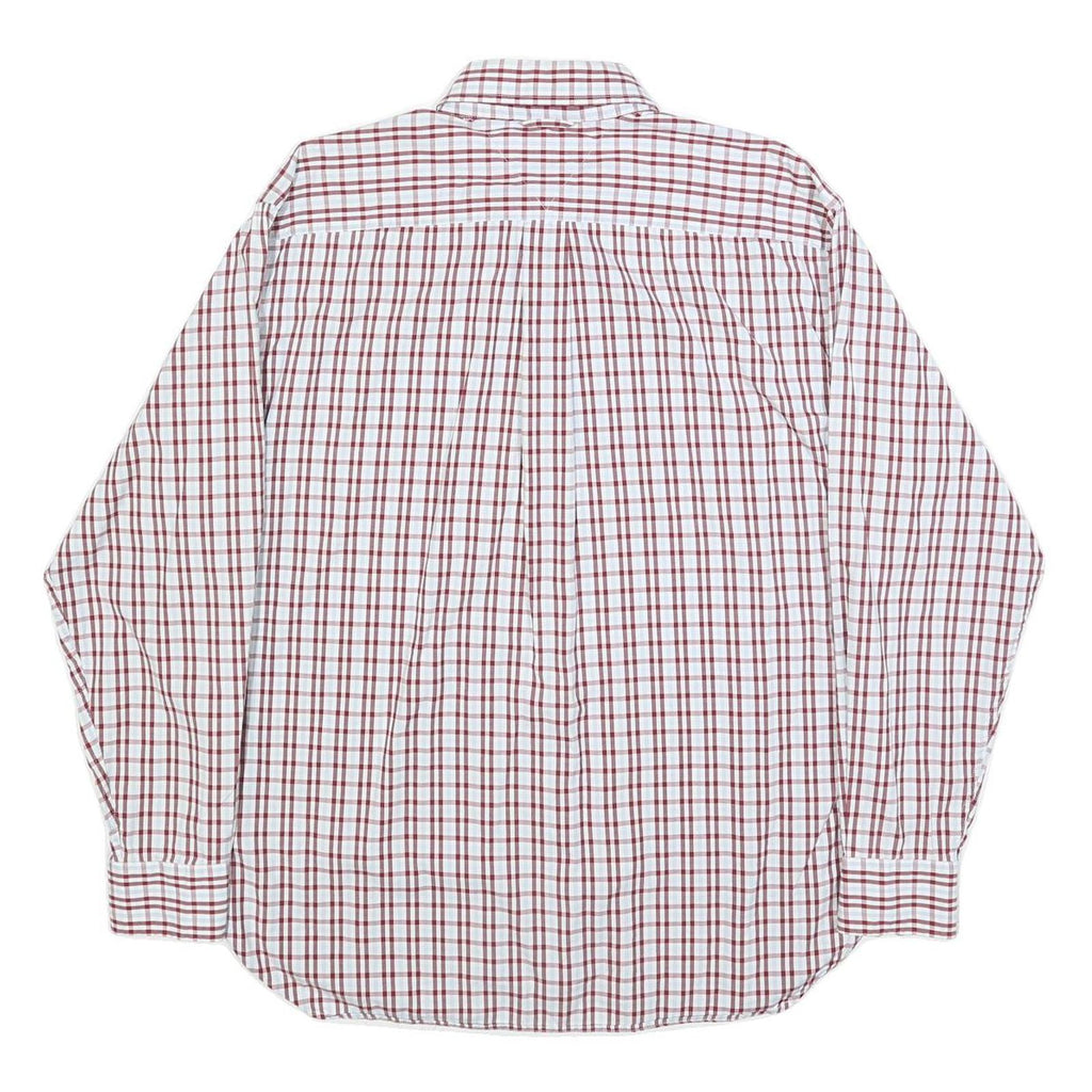 TOMMY HILFIGER Mens White & Red Check Shirt M Button Down Collar Cotton Long