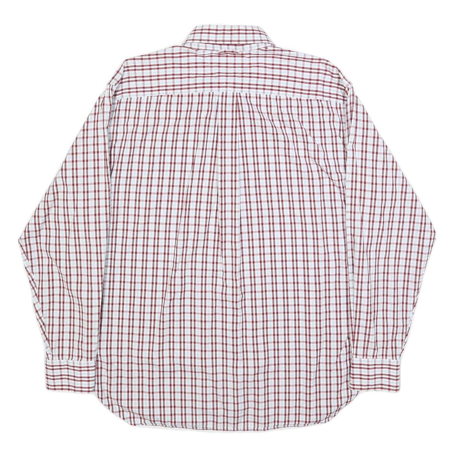 TOMMY HILFIGER Mens White & Red Check Shirt M Button Down Collar Cotton Long