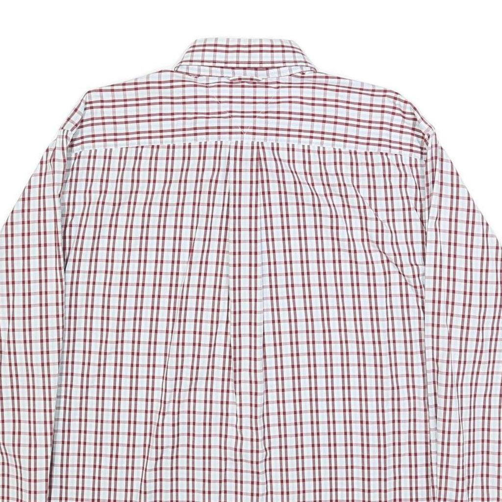 TOMMY HILFIGER Mens White & Red Check Shirt M Button Down Collar Cotton Long