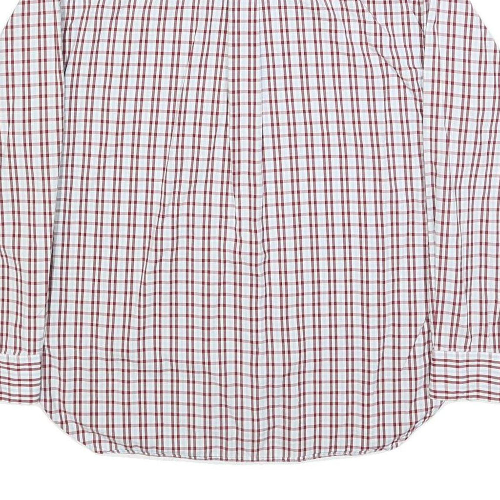 TOMMY HILFIGER Mens White & Red Check Shirt M Button Down Collar Cotton Long