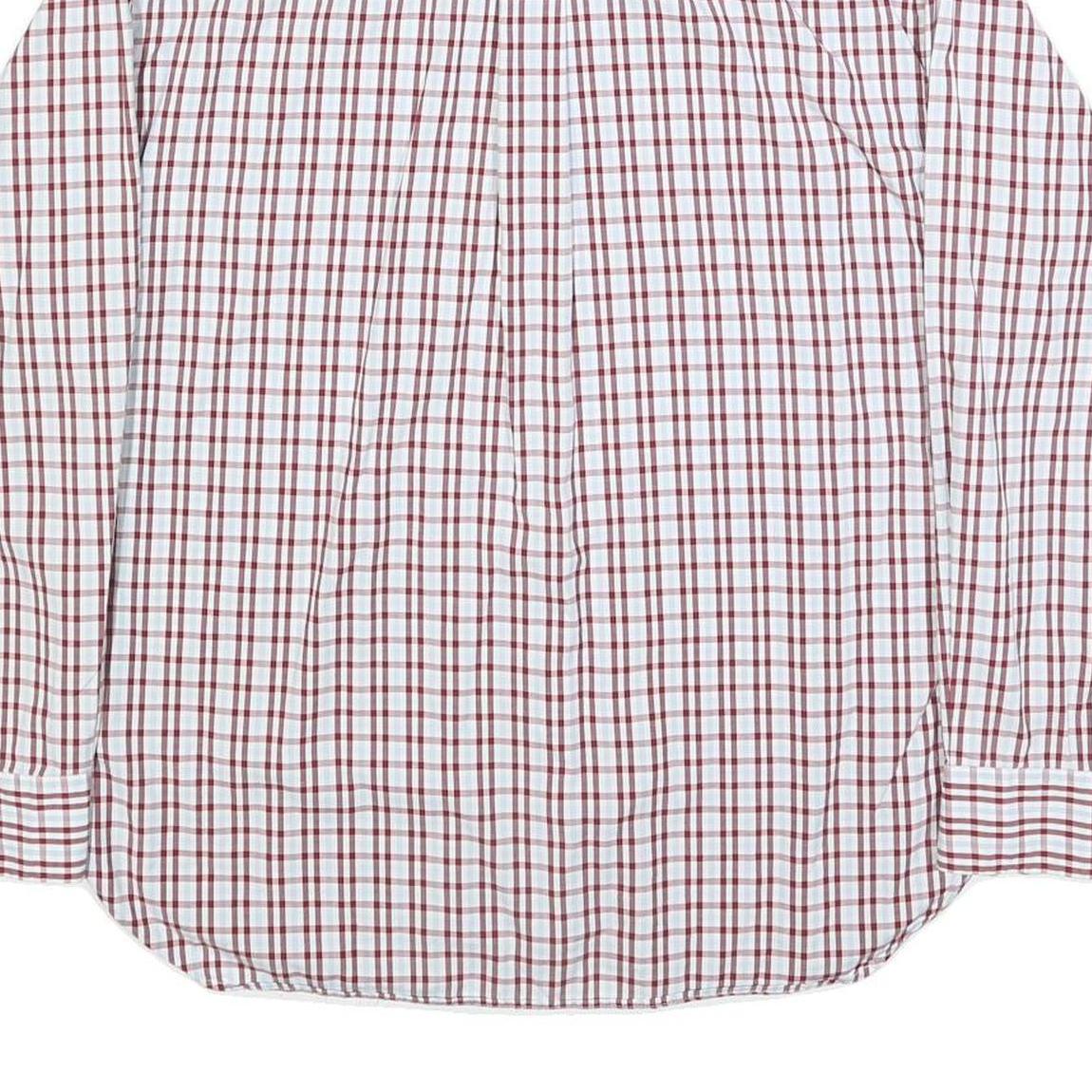 TOMMY HILFIGER Mens White & Red Check Shirt M Button Down Collar Cotton Long