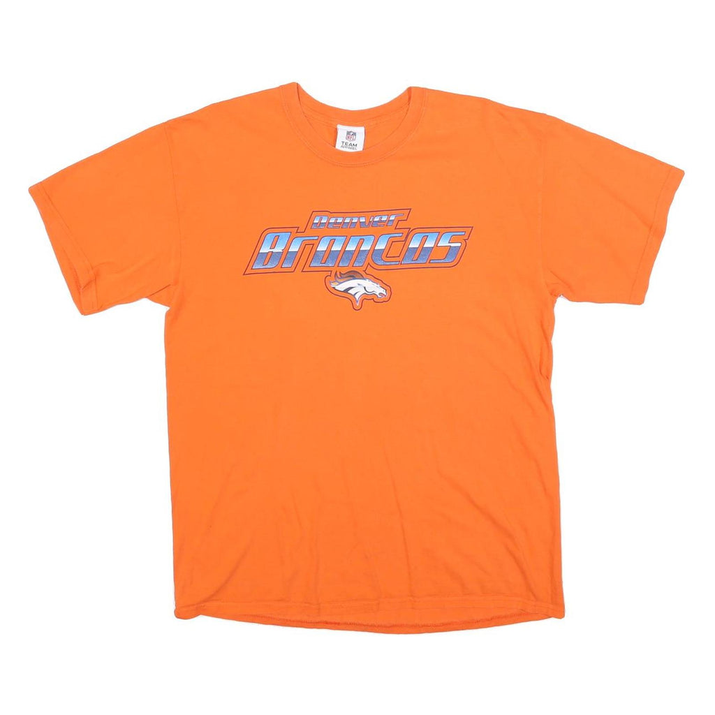 NFL Mens Orange Denver Broncos Graphic T-Shirt L Short Sleeve Crew Neck Cotton