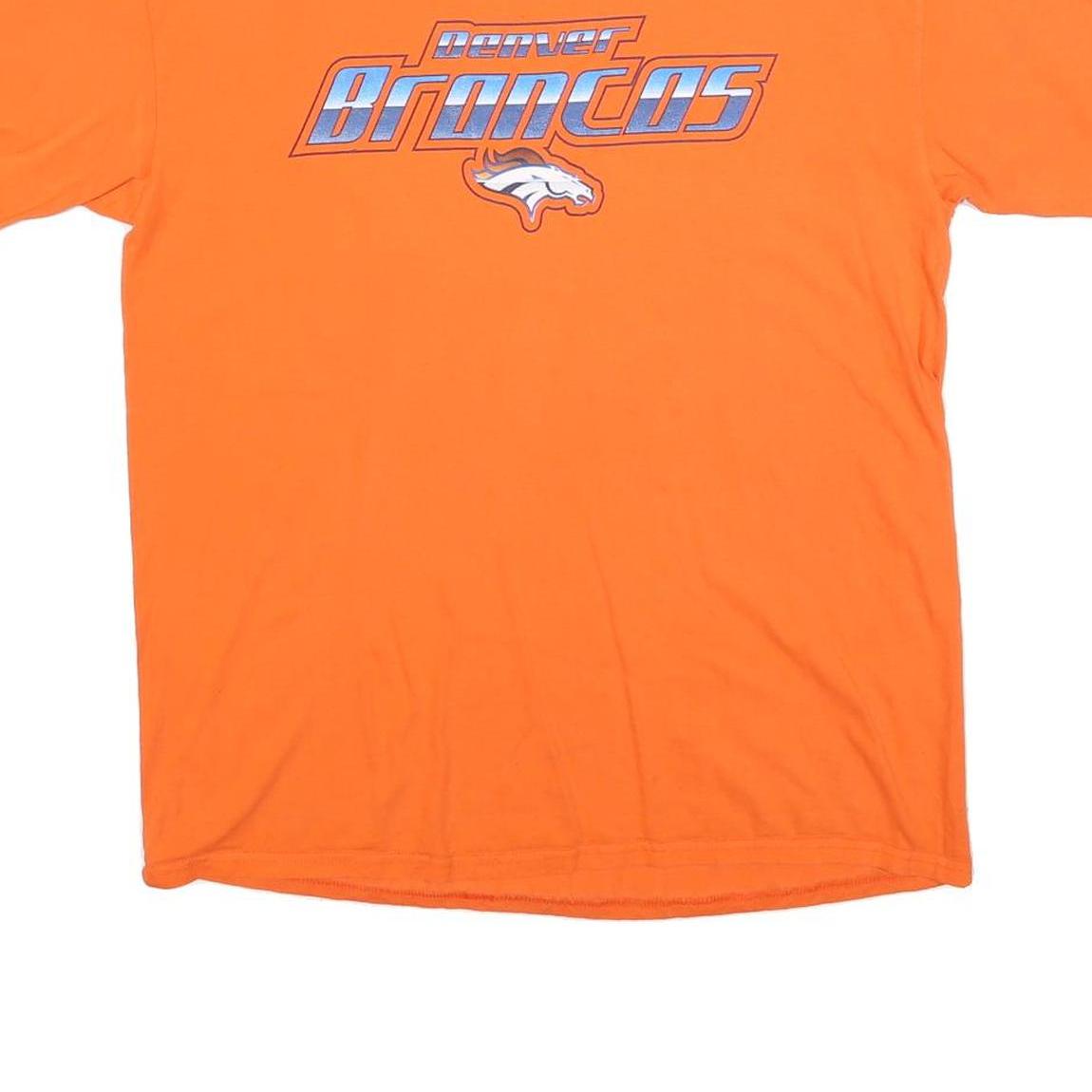 NFL Mens Orange Denver Broncos Graphic T-Shirt L Short Sleeve Crew Neck Cotton