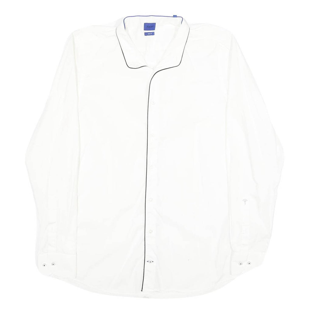 JOOP Mens White Slim Fit Shirt S Cotton Blend Long Sleeve Button Collar