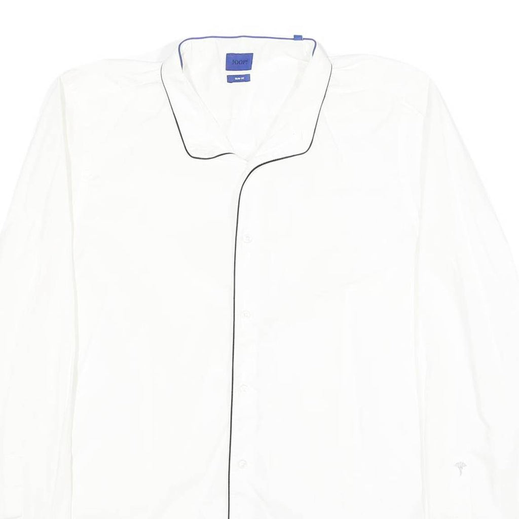 JOOP Mens White Slim Fit Shirt S Cotton Blend Long Sleeve Button Collar
