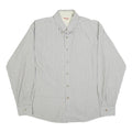 WRANGLER Mens Grey & White Stripe Cotton Blend Shirt L Button Down Collar Long