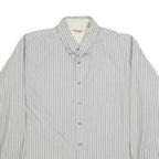 WRANGLER Mens Grey & White Stripe Cotton Blend Shirt L Button Down Collar Long