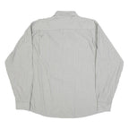 WRANGLER Mens Grey & White Stripe Cotton Blend Shirt L Button Down Collar Long