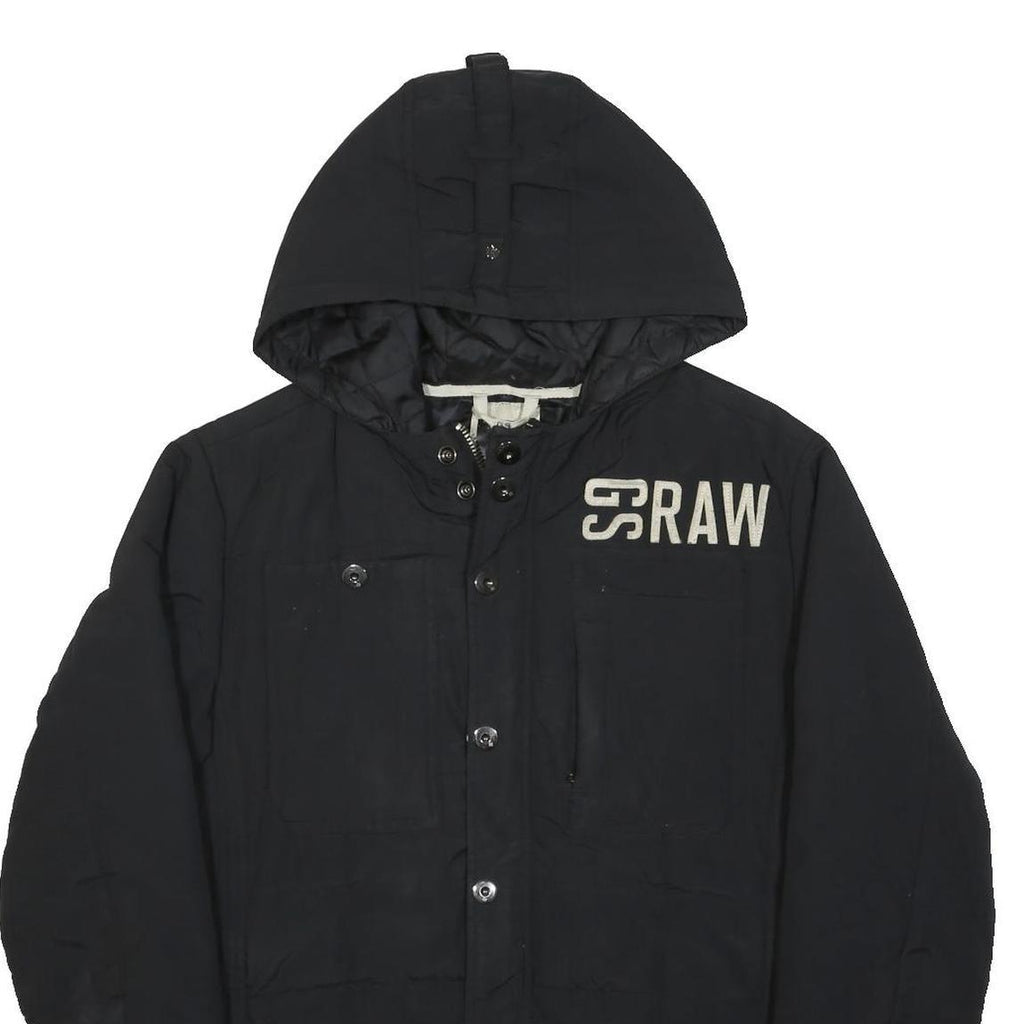 G-STAR Mens Black Jacket XL Polyester Hooded Zip Plain Casual Outerwear