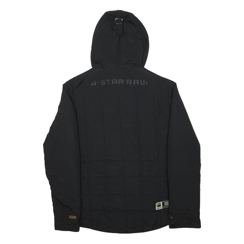 G-STAR Mens Black Jacket XL Polyester Hooded Zip Plain Casual Outerwear